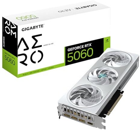 Gigabyte GeForce RTX 5060 AERO OC 8G Grafikkarte - 8GB GDDR7, 128bit, PCI-E 5.0, 2595 MHz Kerntakt, 3 x DisplayPort, 1 x HDMI, GV-N5060AERO OC-8GD