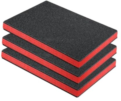 TAIZhiChen Lot de Insert en Mousse EPE Haute Densité, Inserts pour Boîte à Outils Noir et Rouge, Mousse de Calage Découpable, Protection Anti-Choc pour Objets Fragiles (3 Pièces, 30.5*25.5*2.5 cm)