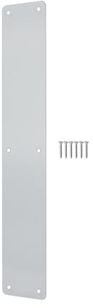 EAI Satin Door Push Plate, 425 x 75mm Plain Finger Push Plate with Radius Corners Satin Stainless Steel