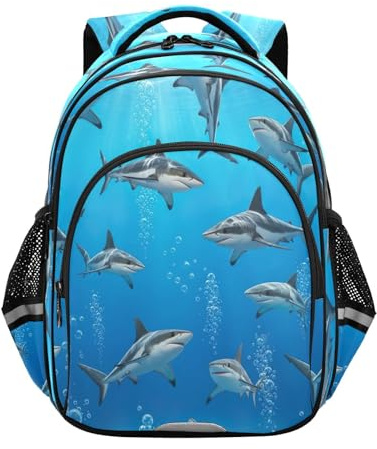 RPLIFE Kinder-Rucksack für Mädchen und Jungen, 38,1 cm, Grundschulrucksack, Haie unter Wasser, Sharks Underwater, Small, Traditionelle Rucksäcke