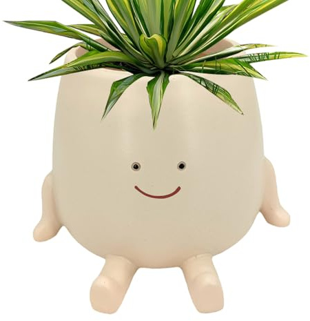 Resin Face Planter - Pot De Décorative Intérieure De 12 Cm, Pot De Fleurs De Tête Assis Mignonne, Nouveauté Jardinière Pour Cactus Succulentes À Domicile Ornement De Bureau Pour Les Amateurs De