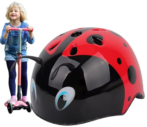 Kindersicherheit – Ladybug 3D-Kopfschutz für Kinder, bequeme und verstellbare Passform, leichtes und langlebiges Cover | Abnehmbares Futter für Roller, Rollerfahren