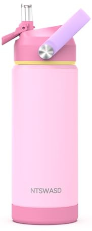 Girls Water Bottle with Straw,18 oz Kids Insulated Cups with Stainless Steel Leak Proof for School,Sport&Travel(Pink-P)