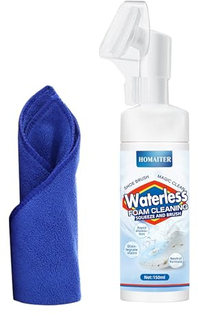 HOMAITER Shoe Cleaner Kit 150ml Water-Free Foam Trainer White Shoe Cleaner | Shoe Cleaner Kit Work Suede, Boot, Canvas, PU, Fabric, Etc Eco-Friendly Sneaker Water-Free Foam Shoe Cleaning Kit