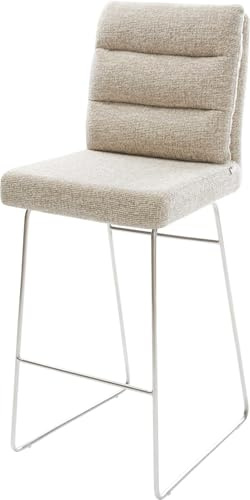 DELIFE Barstuhl Pela-Flex Kufengestell Edelstahl Silberfarben Webstoff Soft Beige