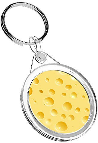 1 x Fun Swiss Cheese Effect Food - Keyring IR02 Mum Dad Kids Birthday #3184