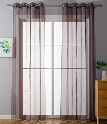 2er Set Ösenvorhänge Transparent »Uni« Gardine HxB 225x140 cm Braun Stores Vorhang Ösen Bleibandabschluß Wohnzimmer, 20332-cn2