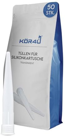 kör4u - 50 beccucci per cartuccia in silicone, trasparenti, punte di ricambio, punte in silicone, punte per cartuccia, ugelli in silicone