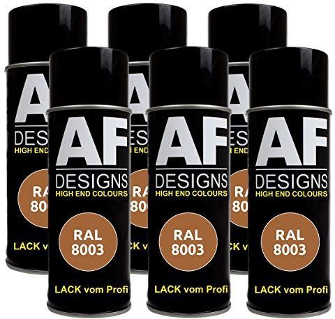Alex Flittner Designs 6x RAL Lackspray Autolack Buntlack Spraydose RAL8003 LEHMBRAUN glänzend
