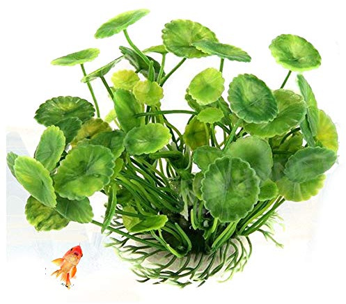 VOANZO Pack of 5 Artificial Aquarium Plants, Small Size Fish Tank Decorations Home Décor Plastic(Green)