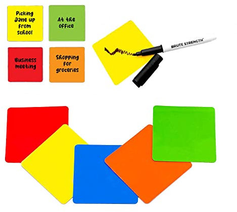 75 Beschreibbare Magnete 7,5 x 7,5 cm mit Whiteboard Marker für Scrum, Agile, Kanban oder Lean - Mix - 5 Farbe