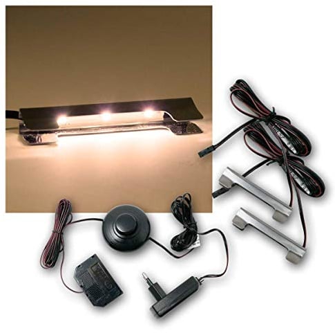 world-trading-net - LED Glasbodenbeleuchtung Clip-3D im 6er Set, Leuchtfarbe warmweiß, inklusive Netzteil