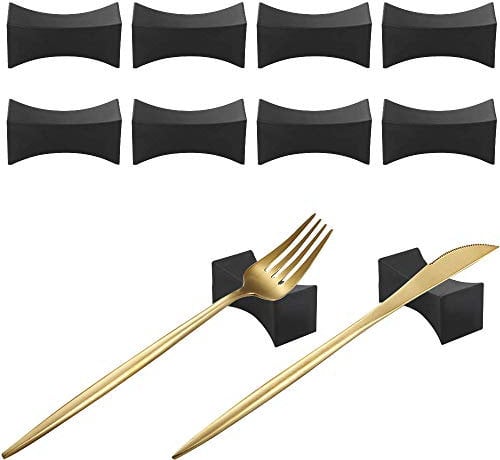 DECARETA 10 Pièces Repose-Baguettes, Porte-Baguettes Noir Support de Baguettes en Polymère de Fibre de Verre Repose Baguettes Japonaises Support de Baguettes pour Cuillère, Fourchette, Couteau