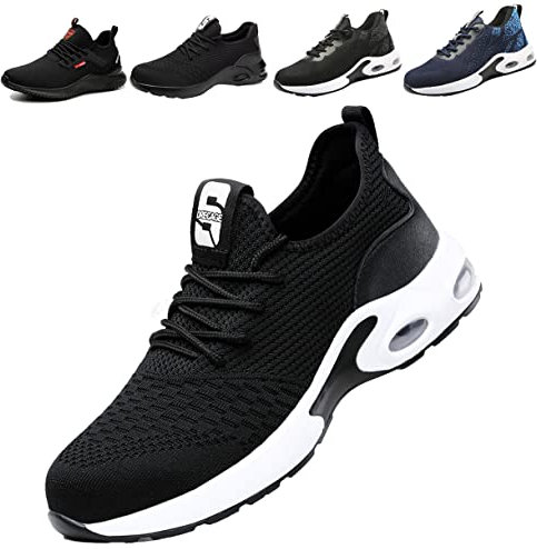 Fadezar Sicherheitsschuhe Herren Leichte Arbeitsschuhe Herren Damen Sportliche Atmungsaktive Stahlkappenschuhe rutschfeste Arbeitsturnschuhe 01 Schwarz EU 37
