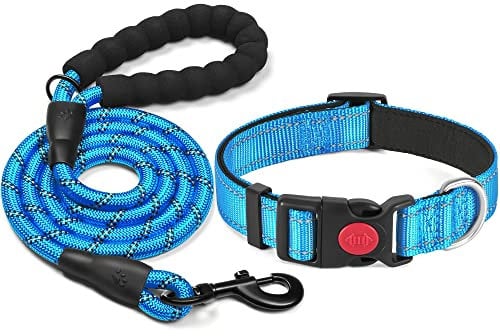 haapaw Reflective Dog Collar Padded with Soft Neoprene Breathable Adjustable Nylon Dog Collars for Small Medium Large Dogs