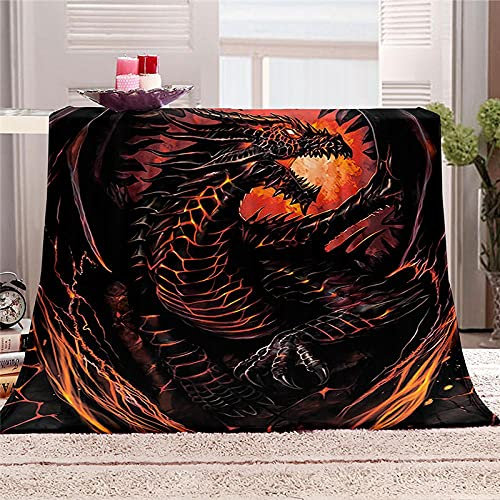 BLZQA Kuscheldecke Flanell Fleecedecke Roter Drache Wohndecke Sofadecke Couchdecke Bettüberwurf Flauschige Weiche& Warme Sofaüberwurf Decke-130 x 150 cm