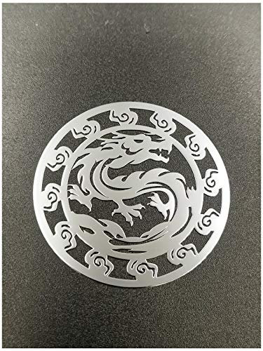 2 Stück Metall Gold Silber Dragon Badge Chrom Logo Vinyl Aufkleber Handy Aufkleber für Laptop Handy (Silber)