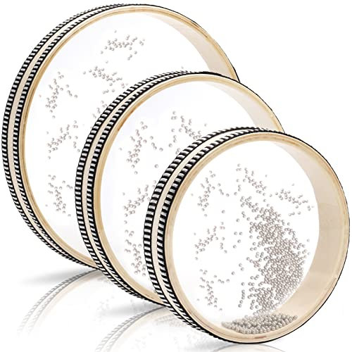 Fasmov 3set Ozeantrommel Hand Ozean-Meer-Trommel Sea Wave Sound Drum Percussion Wave Drum mit Hartholz Shell Ocean Sound Drum Musikinstrument Percussion, 6 Zoll, 8 Zoll, 10 Zoll