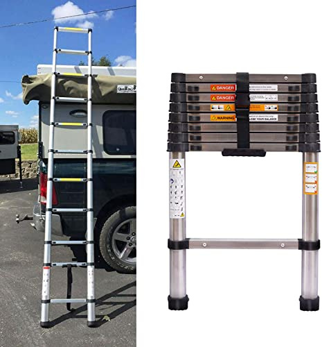 Teleskopleiter 2,6m Schiebeleiter Ausziehbare Leiter, Stehleiter Rutschfester, Aus Edelstahl, Ausziehleiter Multifunktionsleiter, Dachbodenleiter 150 kg Belastbarkeit