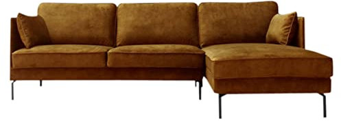 KAWOLA Sofa Vince Ecksofa Sofa Couch wohnlandschaft Sofa samt Velvet Sofa relaxsofa kinosofa megasofa Sofa Racamiere Rechts Cognac