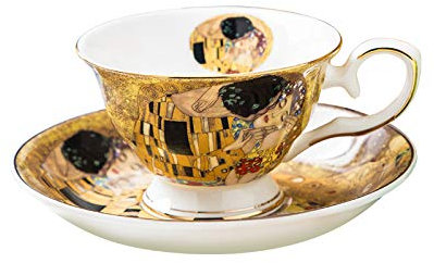 Kaffeetasse mit Klimt Classic Design Kaffeetasse und Tee Saucer Keramik & Bone China Kaffeetasse Keramik Set Kaffee-Tassen Set