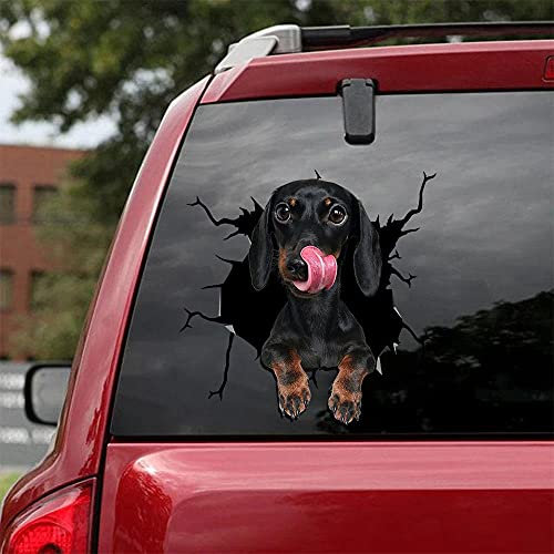 Fabisup Dackel Riss 3D Auto Aufkleber - Dekoration für SUV Fenster, Glas, Kühlschrank und WC