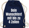 Turnbeutel Rucksack - Aufdruck selbst gestalten - Wunschtext I Eigener Text I Custom Text - Unisize - Navy Blau - personalisierter beutel stoffbeutel name personalisierte datum beuteltasche