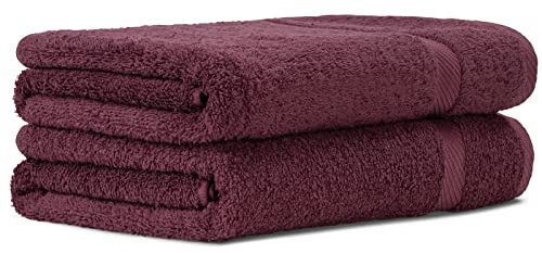 Luckytowel Saunahandtuch 2er Set Saunatuch XXL 80x200 cm groß aus 100% Baumwolle - 600g/m² Oeko-Tex Saunatücher-Set 2er Pack Bordeaux