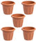 (Set of 5) 25cm Terracotta Plastic Round Planters Indoor/Outdoor Plant Pot Lightweight & Weather Resistant Contemporary Design Style Garden Planters Plant Herb Flower Pot Nursery Pot For Home