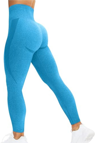 corcoar Sport Leggings Damen High Waist Seamless Hosen Gym Yoga Sport Leggings Booty Lifting Po Push Up Gym Sporthose Blau S