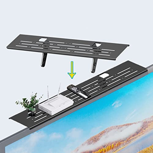 FIFOR No Drill TV Top Shelf, 23.6in/35.4in Wide Monitor Top Mounting Bracket, Platform Holds Speaker, AV Receiver, Media Box, Game Console (Color : Black, Size : 90cm(1 pcs))