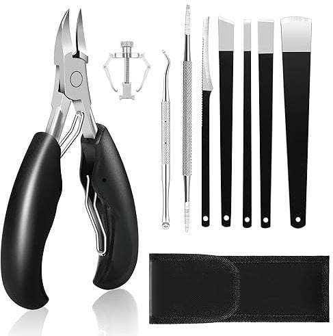 HEYMKGO 9 in 1 Professional Toenail Clippers for Thick or Ingrown Nails, Heavy Duty Podiatry Tools for Men and Women