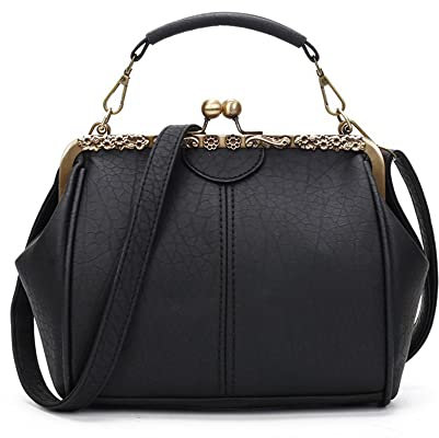 Segater Damen Retro Kuss-Schloss Handtasche Frauen Leder Top Handle Tasche Geldbörse Geprägtes Design Umhängetasche Work Shopper Schultertasche