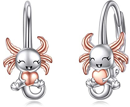925 Sterling Silber Axolotl Ohrringe Leverback Schmuck für Damen Mädchen (Axolotl)