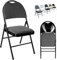 Nyxi Set of 2 Folding Chairs Premium Quality with Padded Fabric or PVC Seats, Metal Frame, Foldable Chair Home Office Dinning, Heavy Duty, Multi-Purpose Indoor & Outdoor (Grey Fabric)