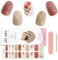 EBANKU 20PCS Glitter Rose Brown Gel Nail Stickers - Long Lasting UV Strips With Nail File & Wooden Stick for Women Manicure