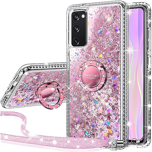 Miss Arts für Galaxy S20 FE Hülle, [Silverback] Mädchen Glitzern Handyhülle mit Ringständer, Cover Silikon Clear Schutzhülle für Samsung Galaxy S20 FE 5G - Rosa