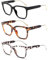 JM 3 Pack Klassische Quadratische Lesebrille für Damen Herren, Mode übergroße Blaulichtfilter Brille mit Sehstärke +2.0