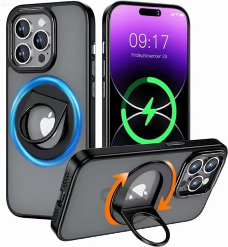 HILEGENER handyhülle für iPhone XS/X 5.8 Hülle，[360° &90° Magnetischer Ring Ständer][mit Mag-Safe] Stoßfeste Kratzfeste Schutzhülle für iPhone XS/X-Schwarz