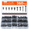 Gorffy Self Tapping Screws，360 PCS Black Screws， Wood Screws, Countersunk Wood Screws Assortment, Multi Use High Performance Screws, Assorted Wood Screws For DIY, Furniture & Repairs