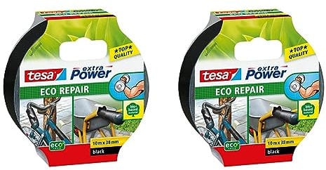 tesa Gewebeband, ökologisch, schwarz, 10m x 38mm (Packung mit 2)