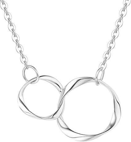 FANCIME Solide 14 Karat 585 Weiß Gold Kette Unendlichkeit Anhänger Halskette Einfache minimalistische Geschenk Schmuck für Damen Mädchen - Verstellbares Kette: 40 + 5 cm