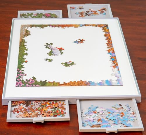 Bits and Pieces - 1000-teiliges Puzzle-Aufbewahrungssystem – Aluminium und Kunststoff Pro Plateau mit 4 Schubladen – leicht und stabil – ab 13 Jahren