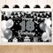 Koliphy 18. Geburtstag Deko, 18. Happy Birthday Banner für Jungen Mädchen, Silber Schwarz Stoff 18 Geburtstagsbanner Hintergrund Party Dekoration Drinnen und Draußen