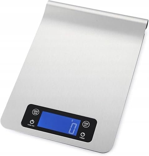 LTC LCD-Küchenwaage WG116 - Wägebereich 0,1-5000 g - Wägegenauigkeit 0,1 g - Maßeinheiten g/ml/fl:oz/lb:oz - Silbergrau - 210mm x 150mm x 32mm