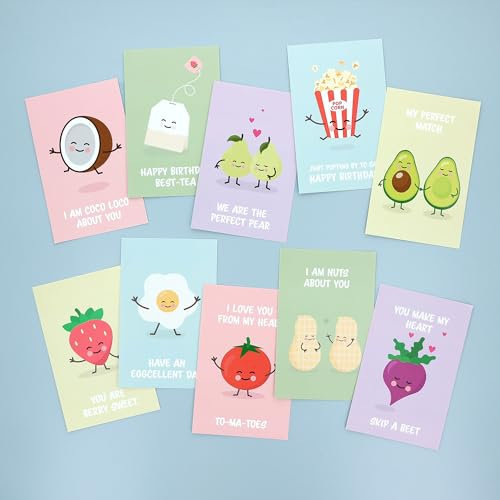 Klebekerlchen® | Niedliche Geburtstagskarten für Kinder | Grußkarten Set mit 10 Karten für jeden Anlass | Ideal für Einladungen, Kindergeburtstage, Einschulungen und Geburten - Fun Food
