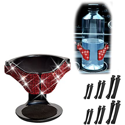 Adunsiaoto Auto Getränkehalter, Getränkehalter Diamanten Auto Lüftung, Verstellbare Auto Lüftungshalterung Kaffeebecher Getränkedose, Für Meisten Fahrzeugen(Rot)