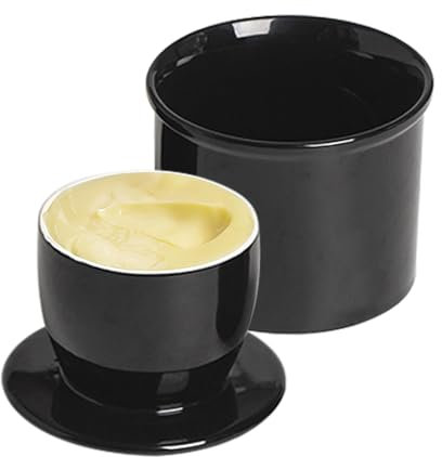 MEGYAD Beurrier français : Beurrier rond en céramique pour stocker du beurre frais et doux prêt à manger en porcelaine Beurrier Garde-boue Cadeau de Noël pour la cuisine