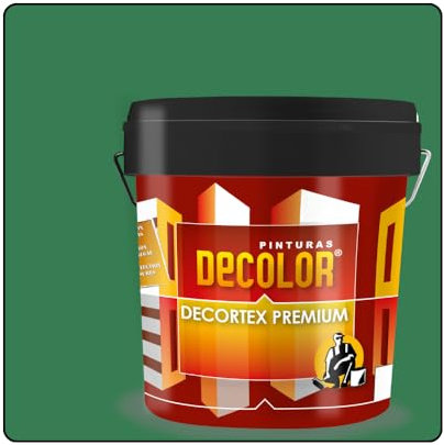 PINTURAS DECOLOR DECORTEX LISO PREMIUM - Pintura revestimiento impermeabilizante para fachadas. (4 litros). VERDE FRONTÓN