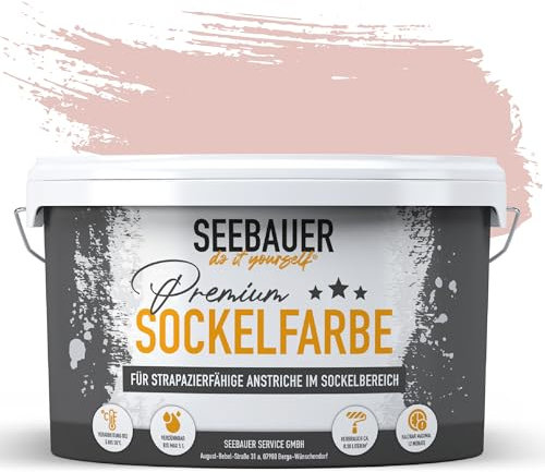 SEEBAUER diy Sockelfarbe Rot 5L für Außen (No. 329 Cherry Kiss) Rissfüllende Spezialfarbe für Fassade, Sockel und Dach - Geeignet für Putz, Mauerwerk und Beton